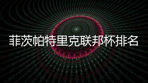杯排名升到第突破0万帕特里克联邦一 奖金菲茨